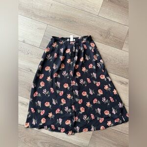Vintage Chaus Black Floral A-Line Skirt